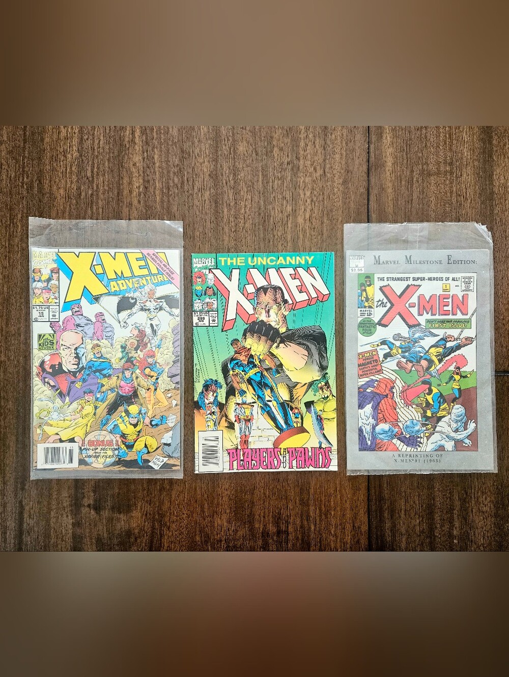 Vintage Lot Of 90s Marvel Comics X-Men Adventures- 2 Sealed- #15,#299,#1 Reprint